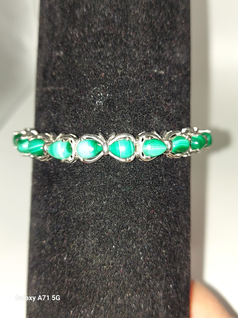 💚NWT Malachite Cabochon Stones Bolo Bracelet Silver Adjustable